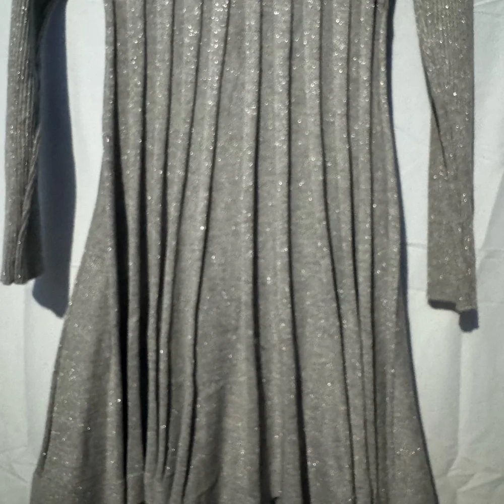 Calvin Klein Silver Knit long Sleeve Turtleneck Sweater Dress Size XL - Picture 3 of 6